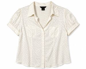 Sunny Taylor Silk Short Sleeve Blouse Polka Dots Size XL Coquette
